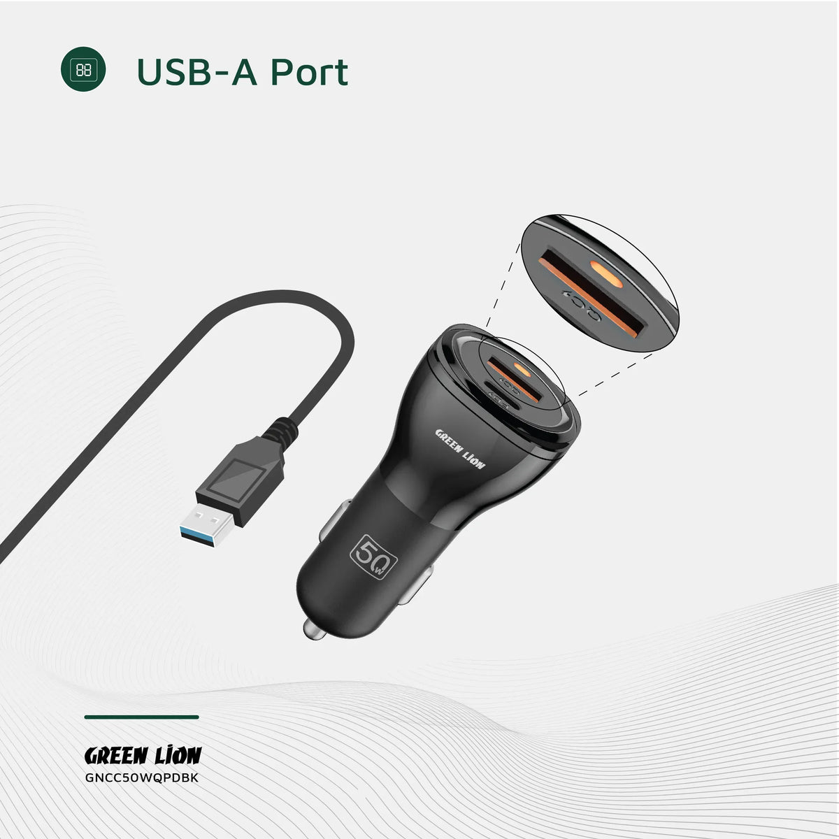 Green Lion Dual Port Car Charger 50 W(PD 30 W+QC 20 W) - Black – image 4