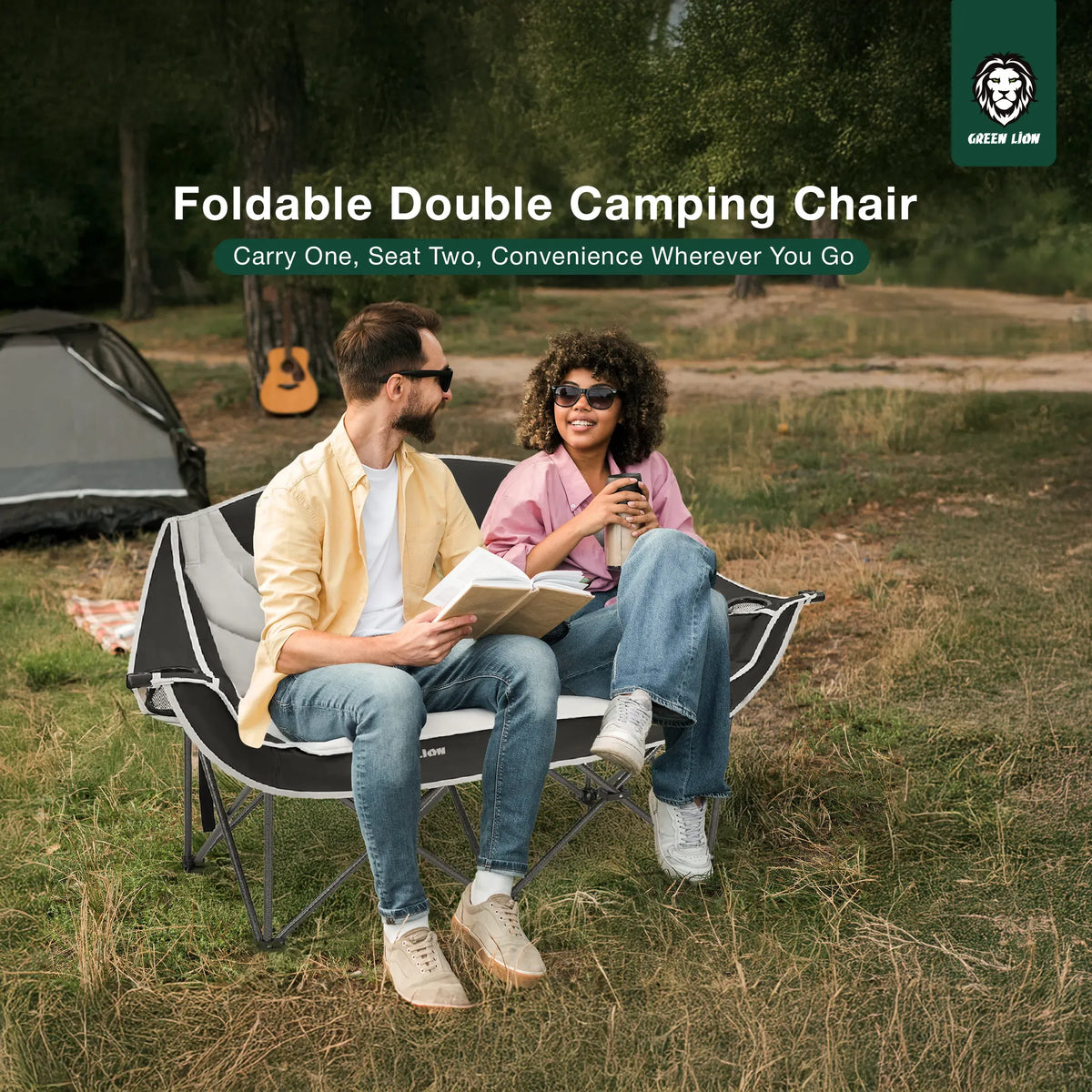 Green Lion Double Camping Chair Beige – image 21