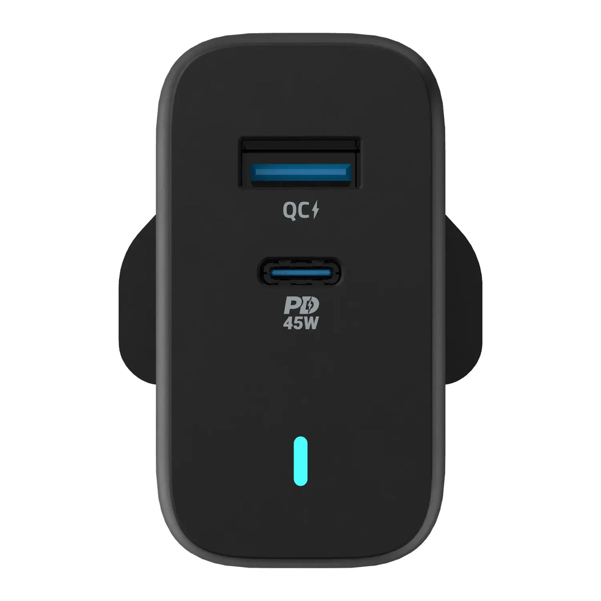 Powerology 63w Ultra Quick Gan Charger 45w PD USB A Quick Charge 18wqc3 0 with 60w Type C to Type C Cable – image 3