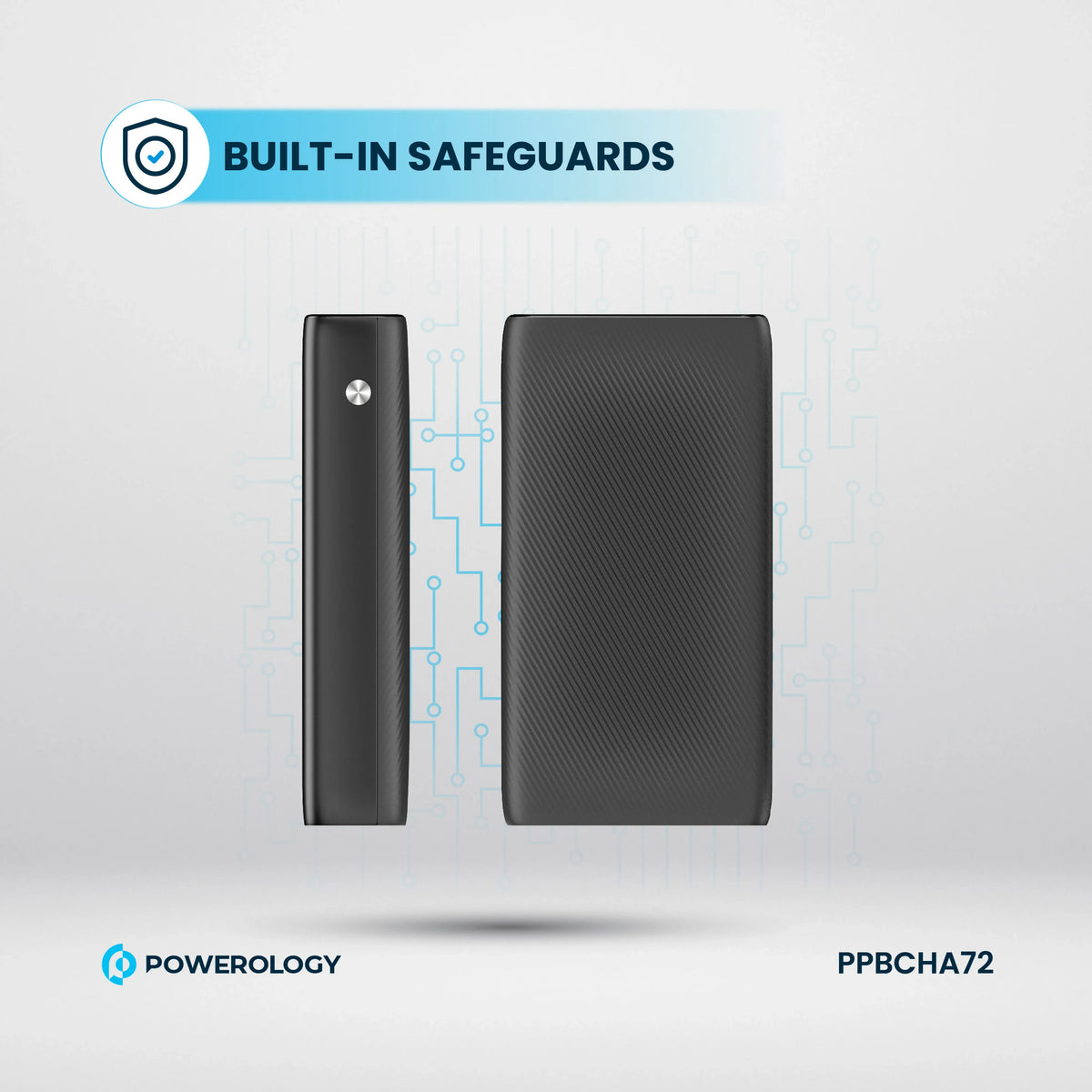 Powerology 20000mAh Retractable Cable Power Bank Black – image 3