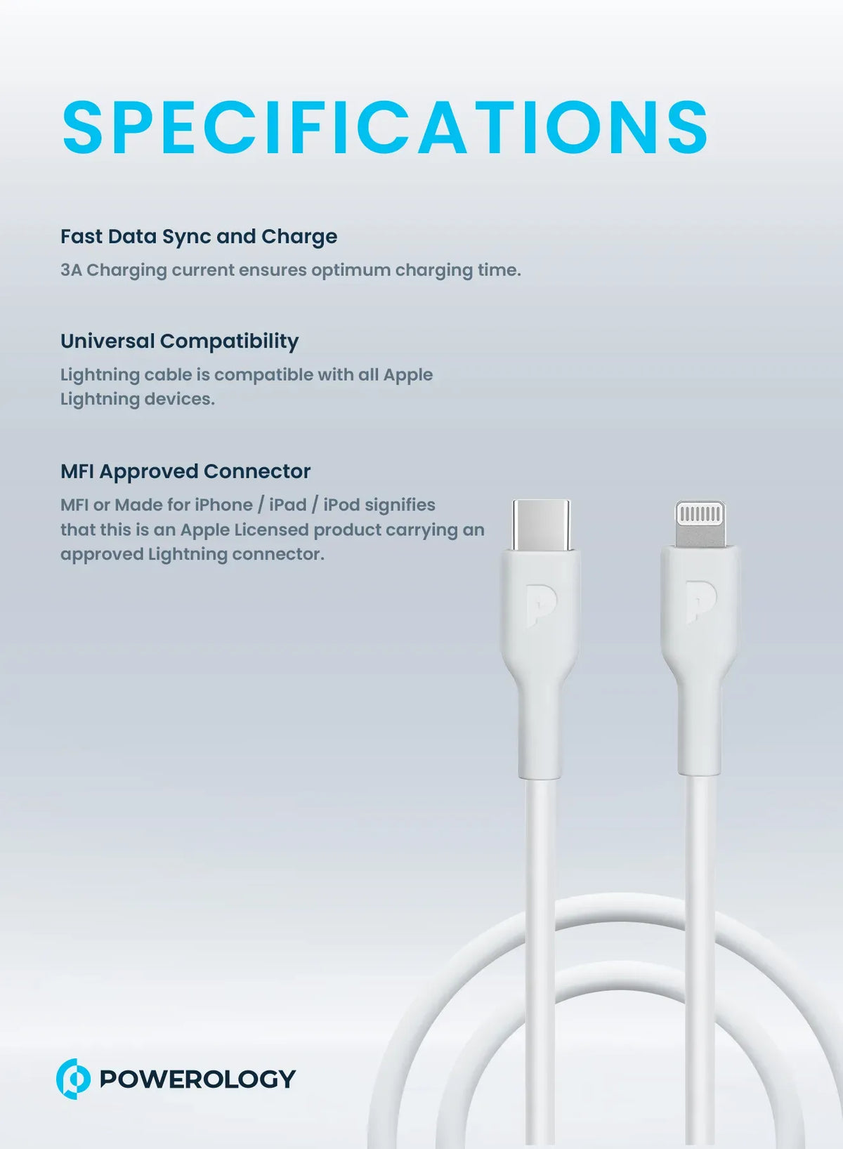 Powerology TPE Type-CTo Lightning Cable PD 20 W - White – image 7