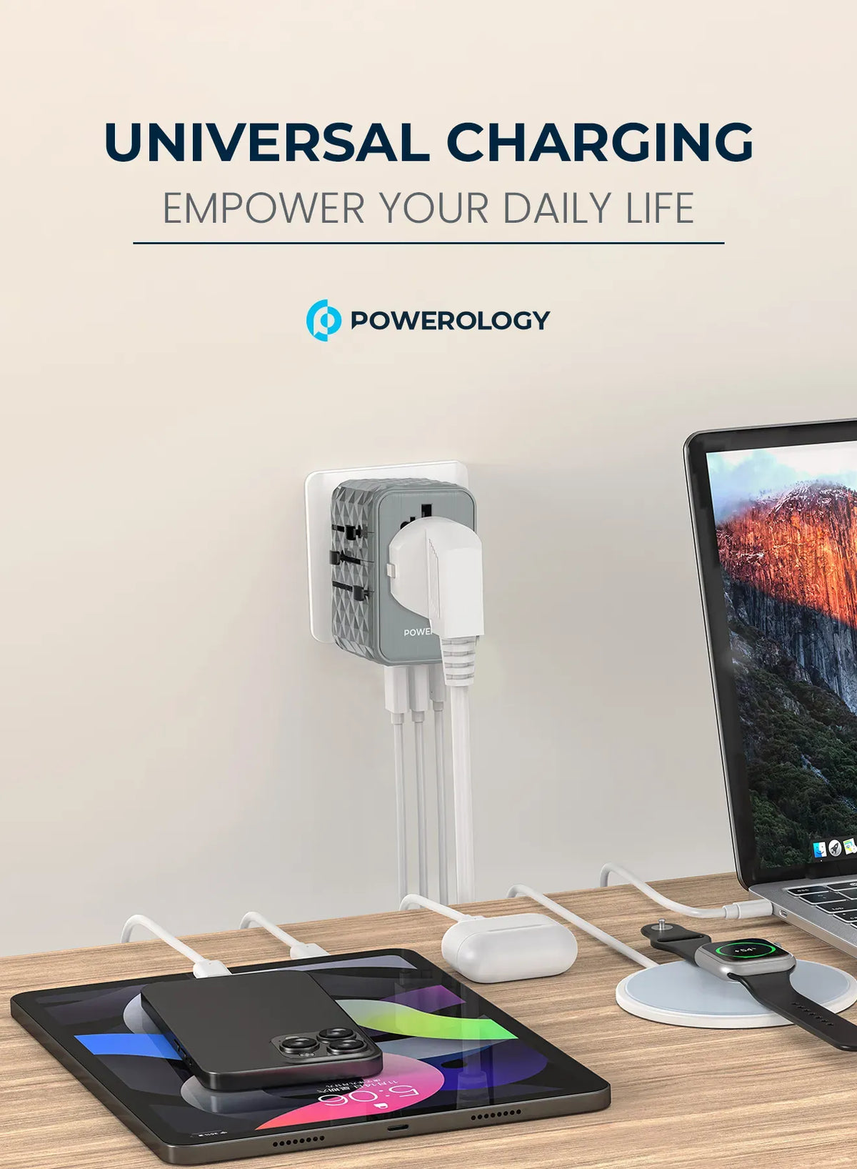 Powerology Universal Multi-Port Ga N Travel Adapter 3 x Type-CWith 2 x USB-A Ports 65 W PD - Gray – image 17
