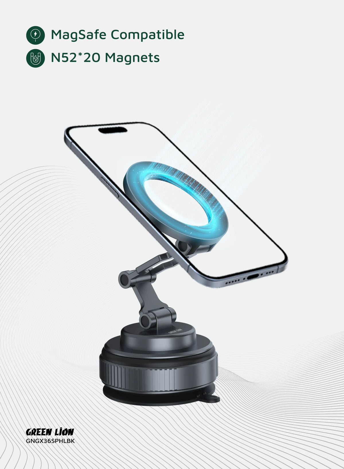 Green Lion Gx 36 Suction Phone Holder Gray – image 9
