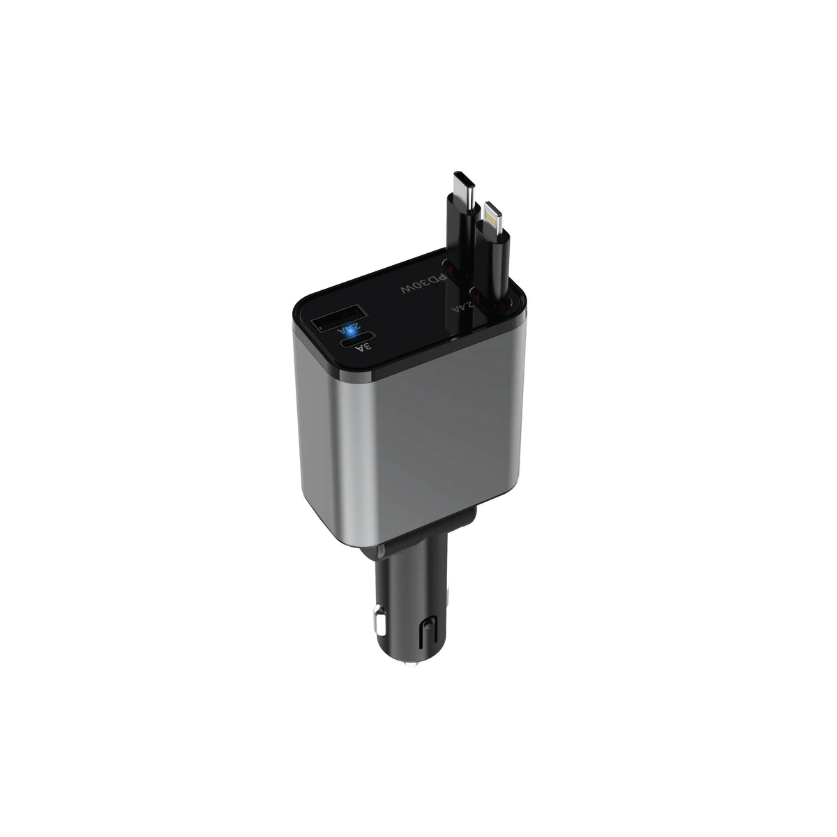 Green Lion Retractable 50w Car Charger Black – image 2