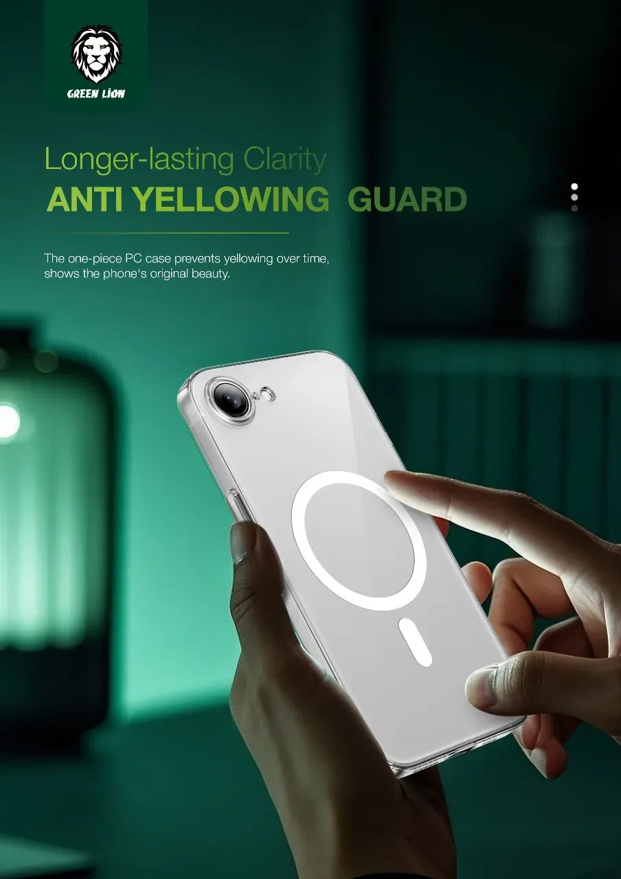 Green Lion MagSafe Delgado Pc Case for Iphone 16e Clear – image 6