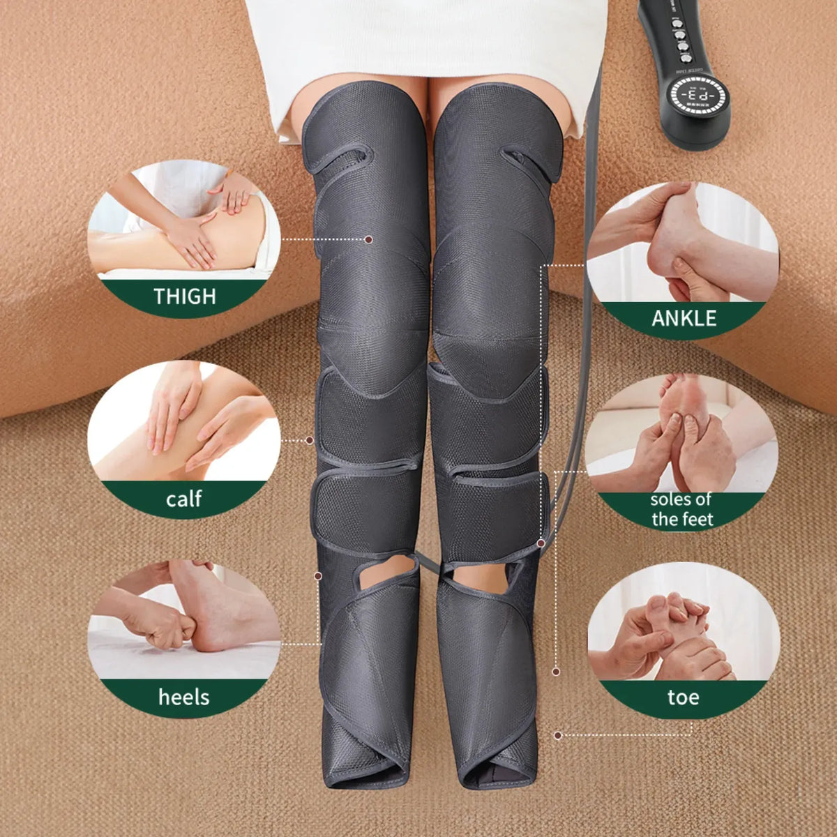 Green Lion Air Pressure Leg Massager Intelligent Air Compression Massager - Black – image 8