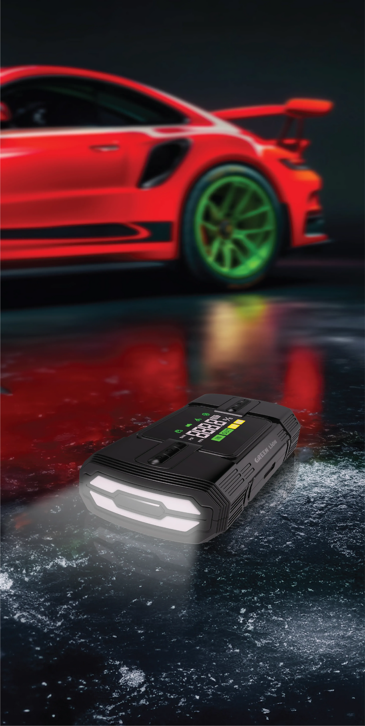 Green Lion 12 VJump Starter 12000 m Ah Power Bank|Flash Light|Air Compressor - Black – image 4