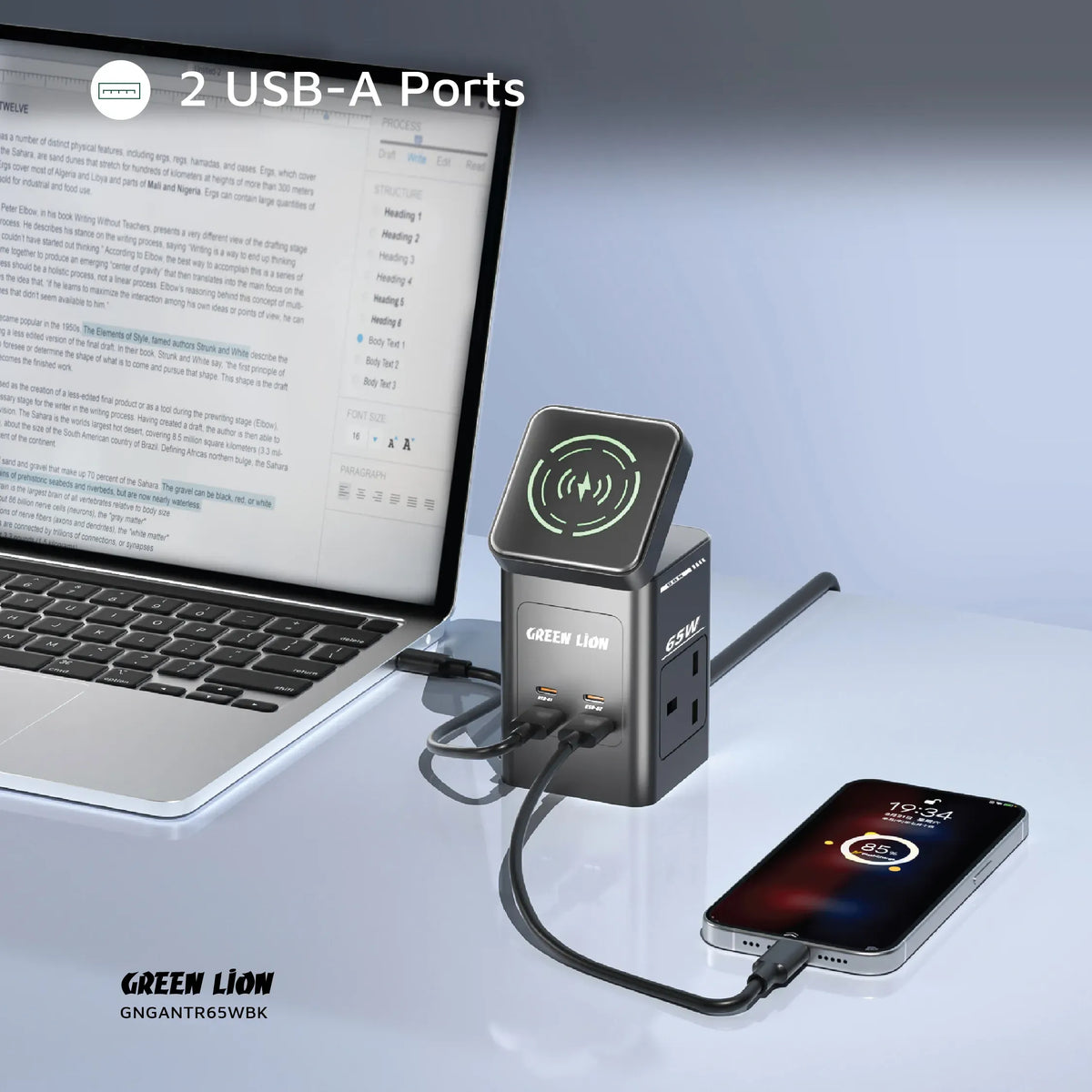 Green Lion Gan 65w Multi Port Travel Adapter Black – image 13