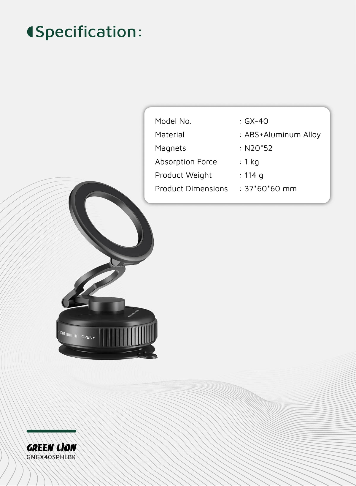 Green Lion Gx 40 MagSafe Suction Phone Holder Black – image 14