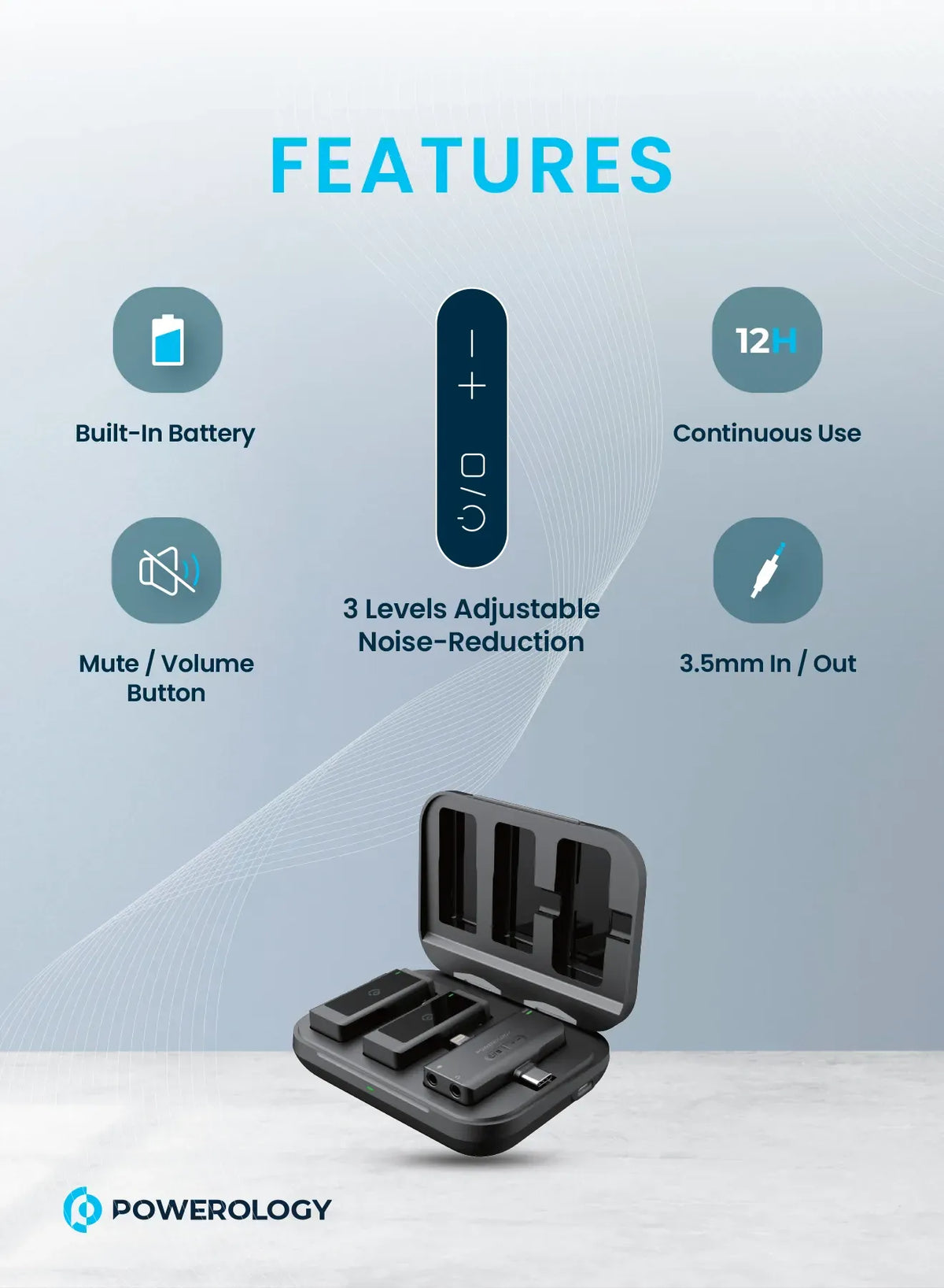 Powerology Mfi Dual Connector Wireless Lavalier Microphone X2 Mic 2000mAh Black – image 15