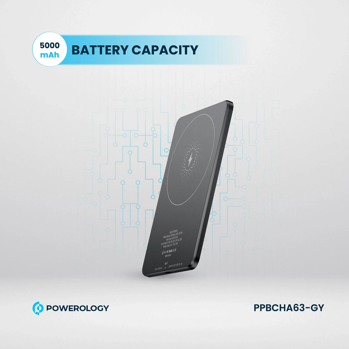 Powerology Ultra-Thin 5000 m Ah Mag Safe Power Bank - Grey – image 4