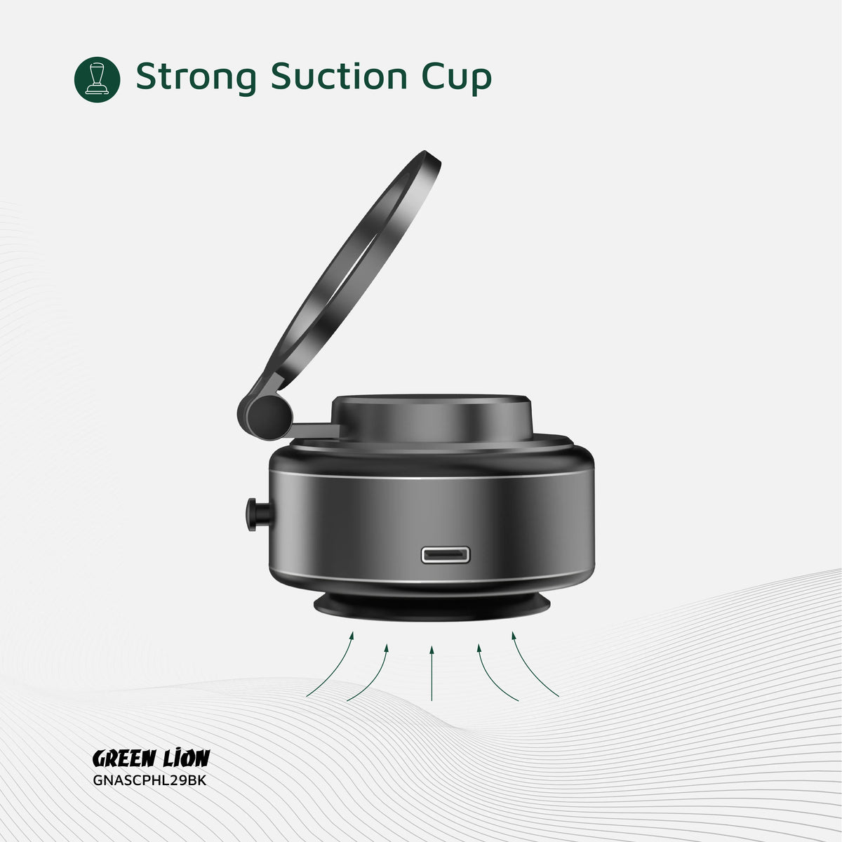 Green Lion Gx 29 Auto Suction Phone Holder Matte Black – image 5