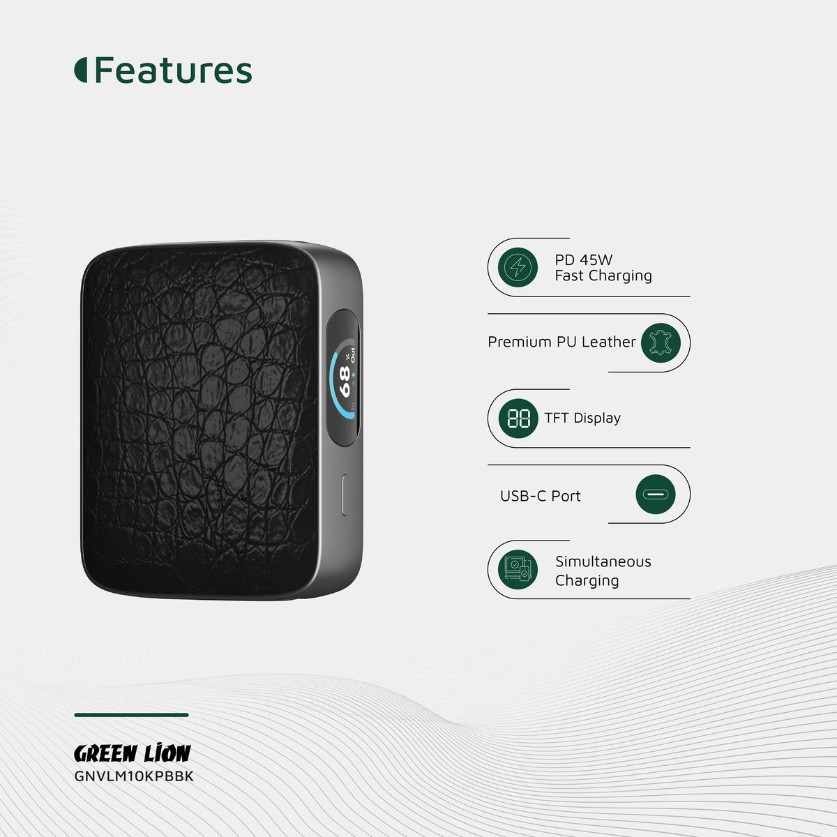 Green Lion Valmont 10000mAh Power Bank PD 45w Black – image 14