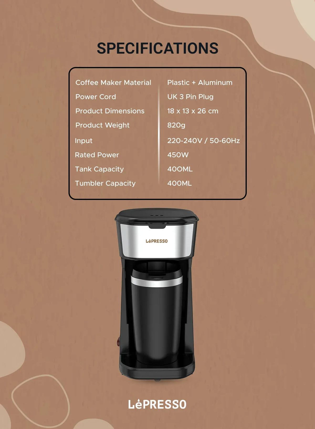 LePresso Coffee Maker with Travelling Mug 450w Black – image 12