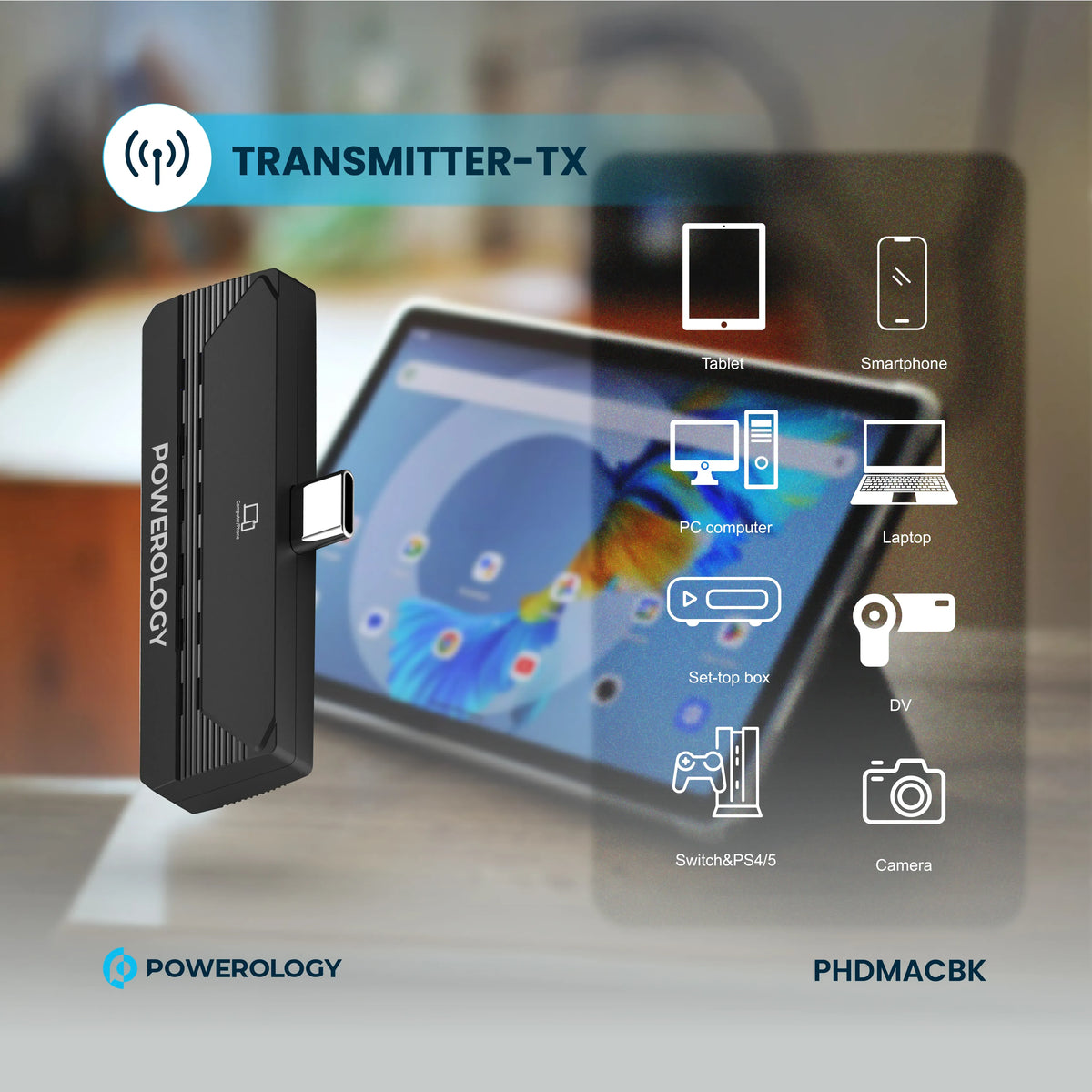 Powerology Wireless Hdmi Type C Adapter Audio Video Black – image 7
