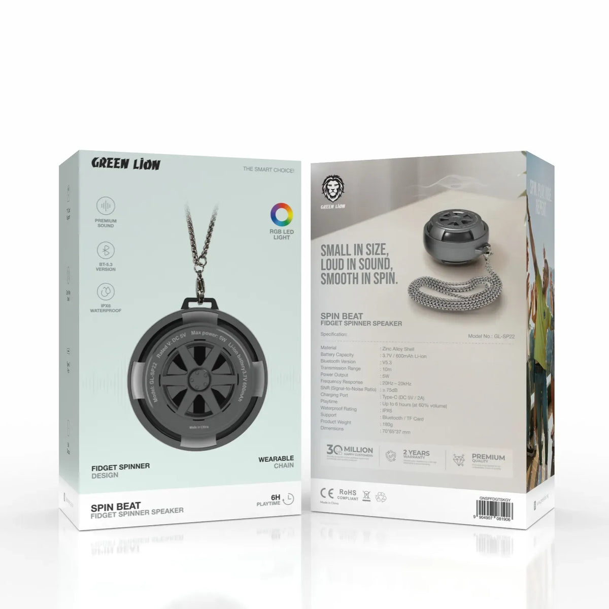 Green Lion Spin Beat Fidget Spinner Speaker Gray – image 4
