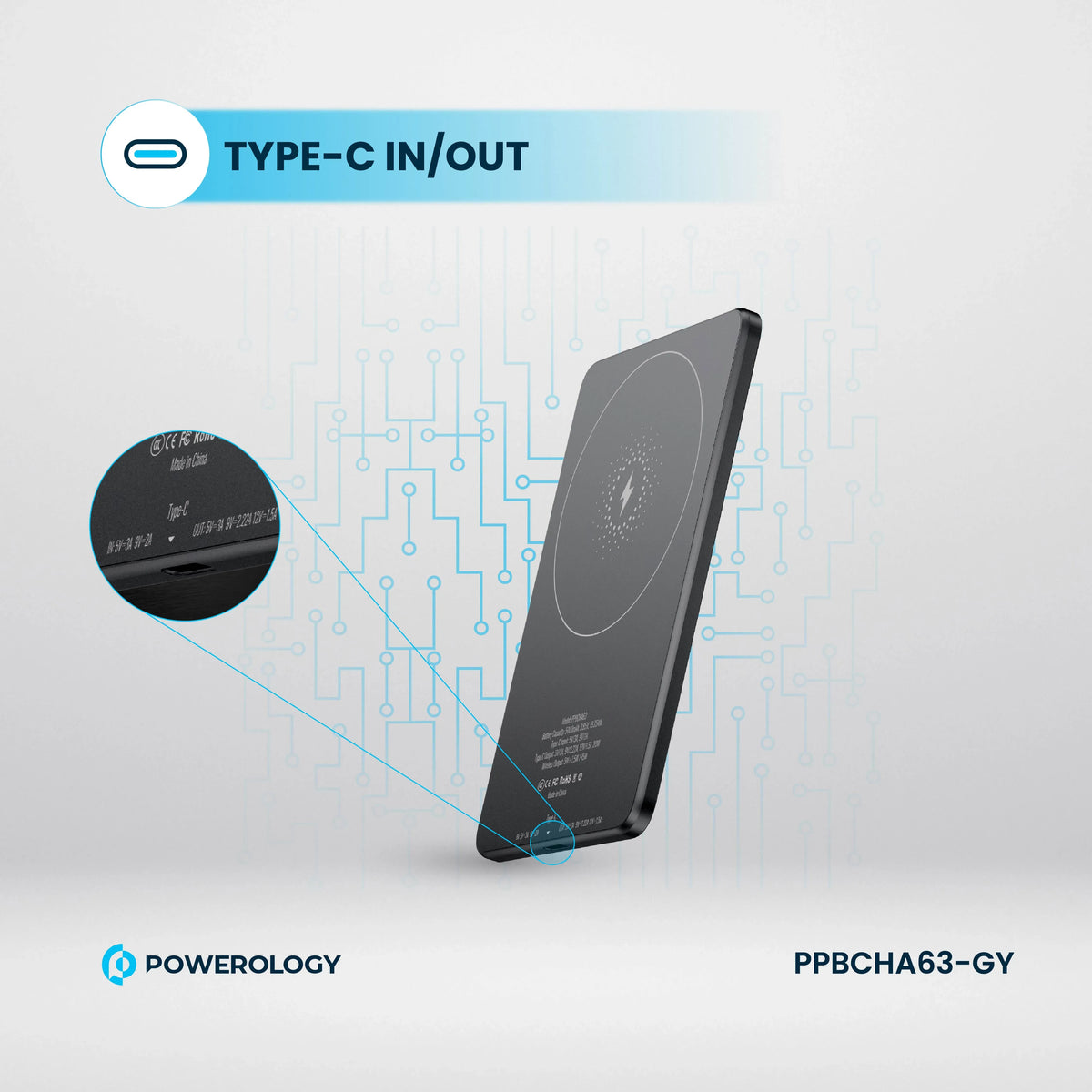 Powerology Ultra-Thin 5000 m Ah Mag Safe Power Bank - Grey – image 7