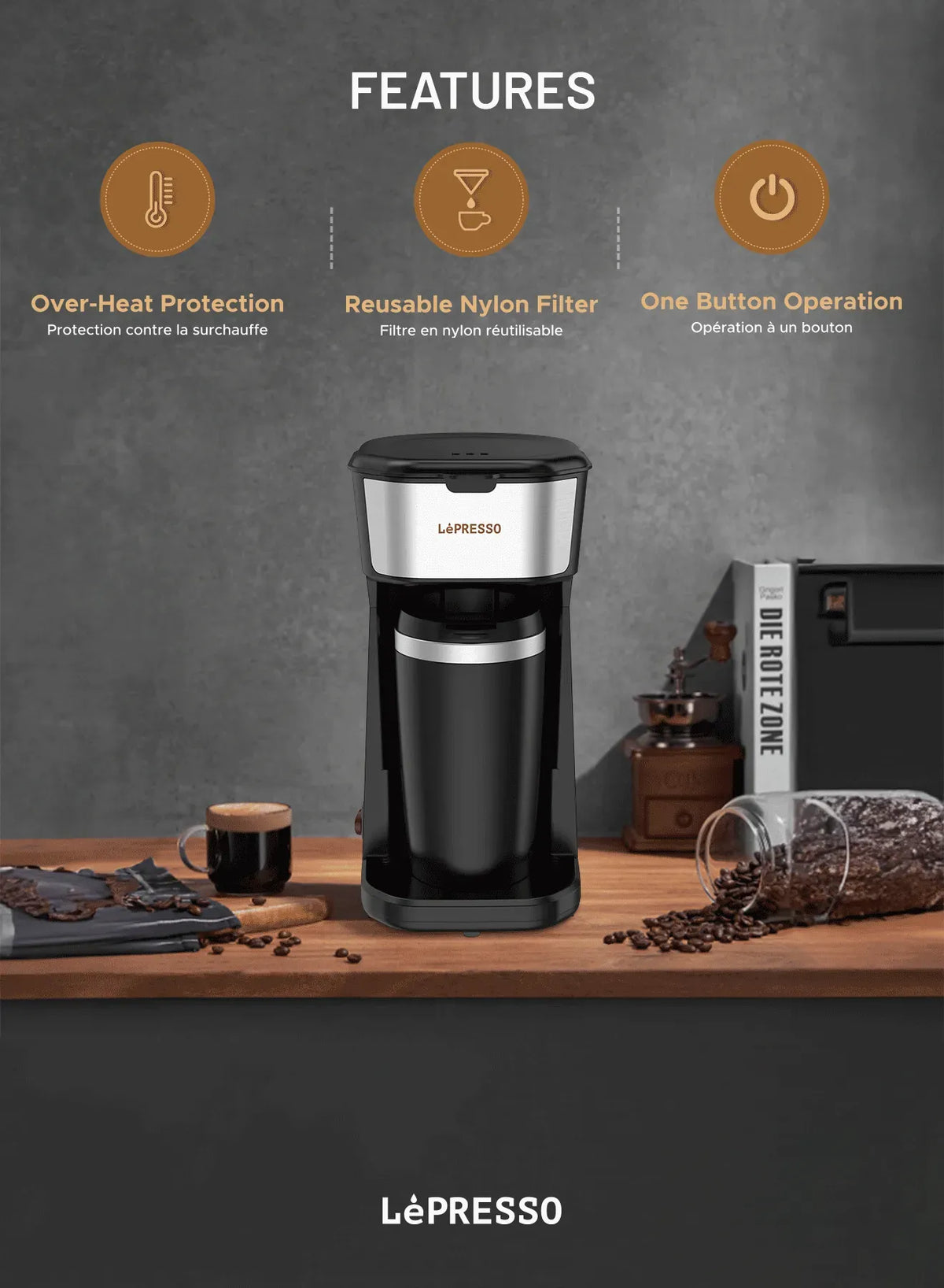 LePresso Coffee Maker with Travelling Mug 450w Black – image 11