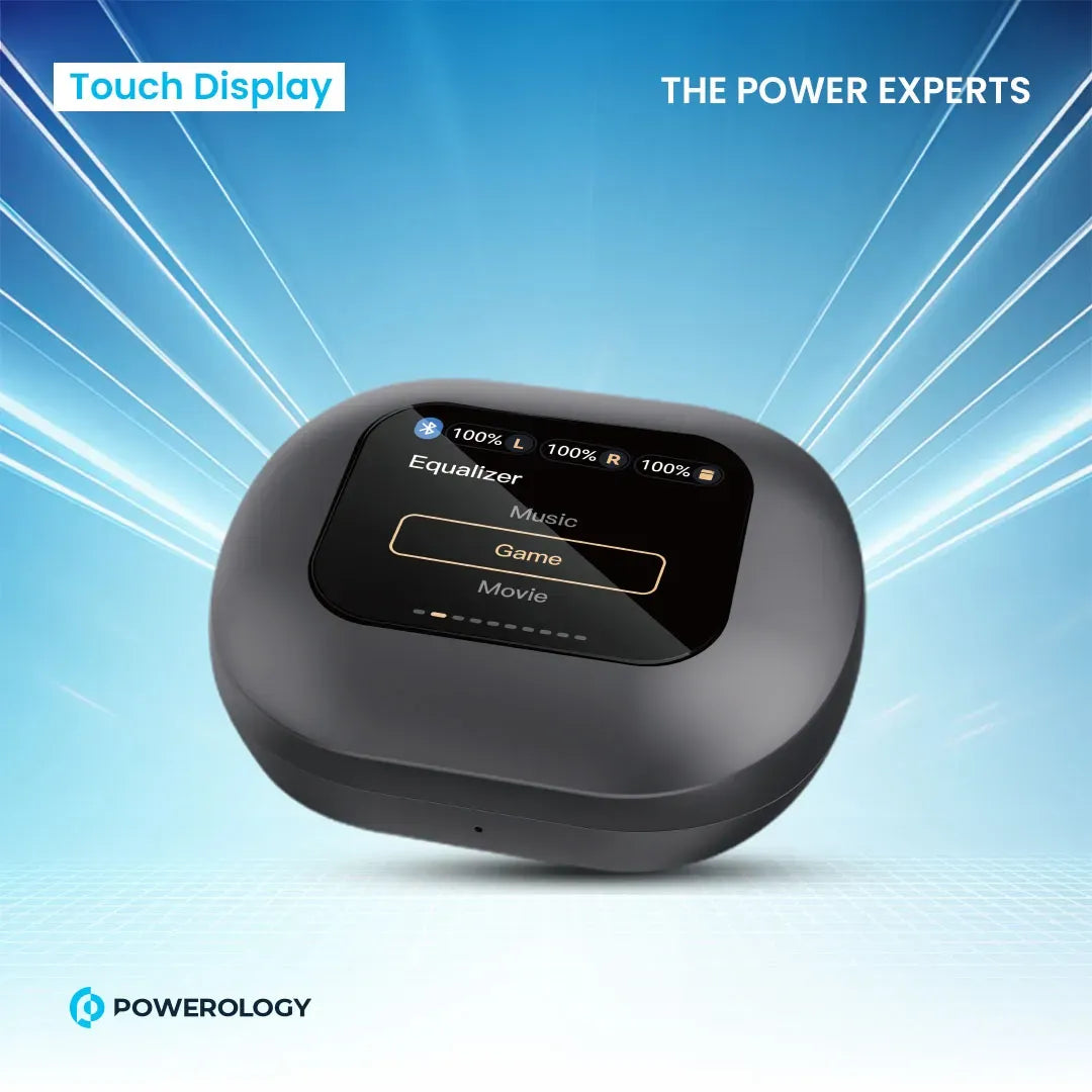 Powerology Air Conduction Enc Tws Earbuds and Charging Case with Display 60mAh Black – image 5