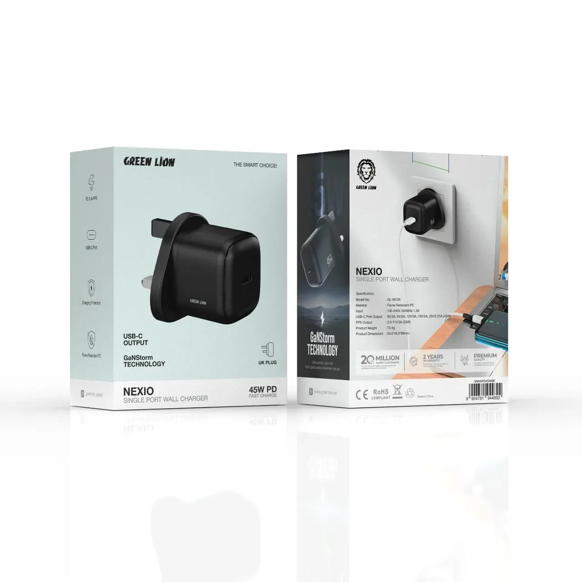 Green Lion Nexio Single Port Wall Charger Uk Plug 45w Black – image 4