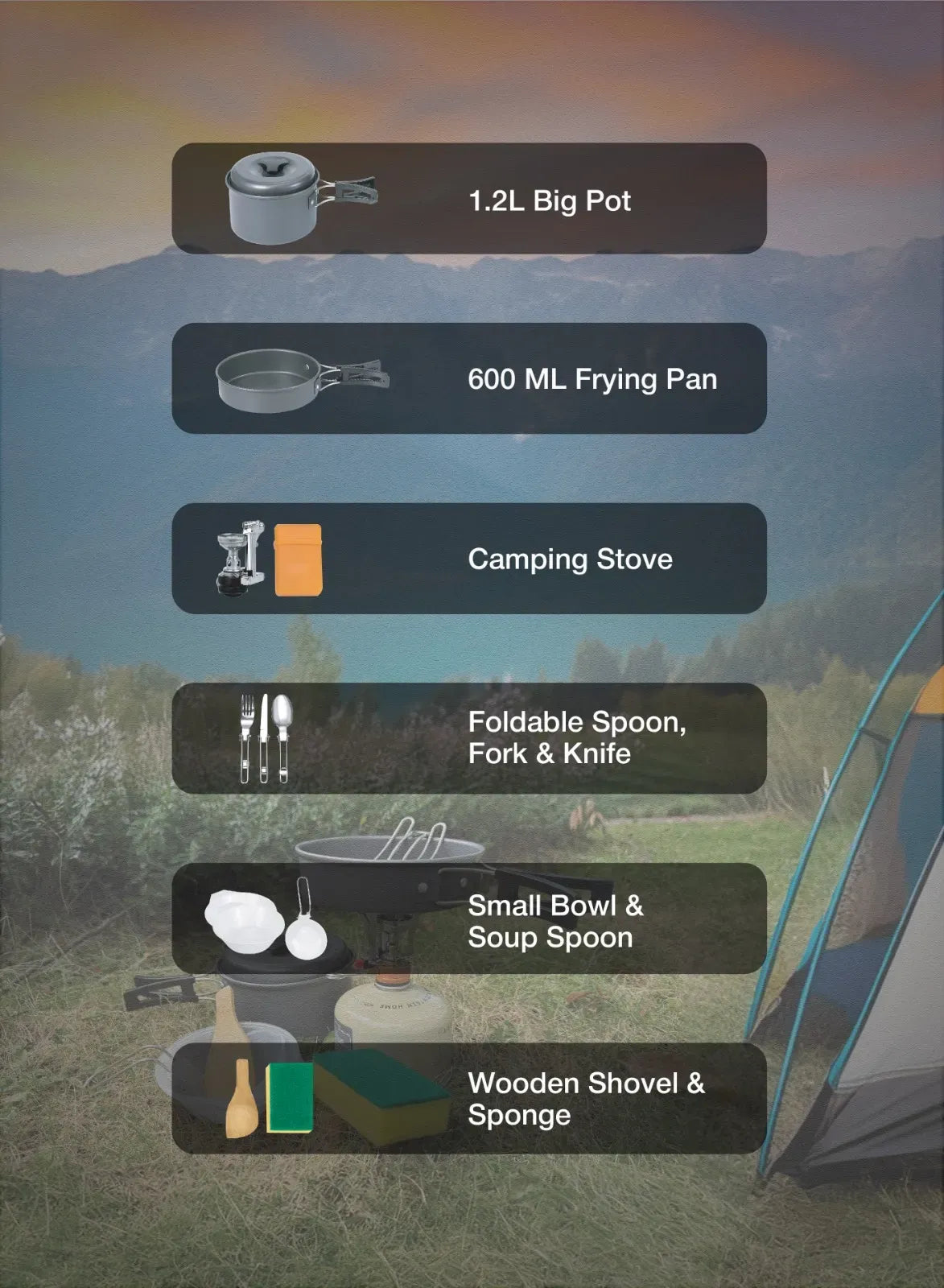 Green Lion 10 in 1 Camping Cookware Black – image 13