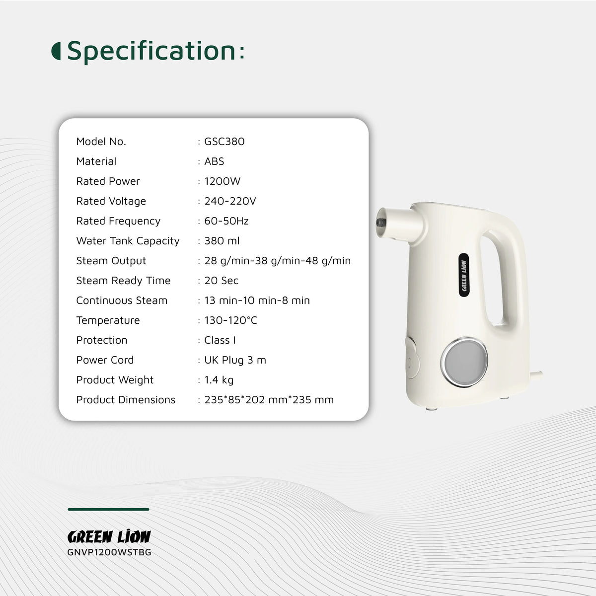 Green Lion Vapor Pro Steam Cleaner 1200w Beige – image 7