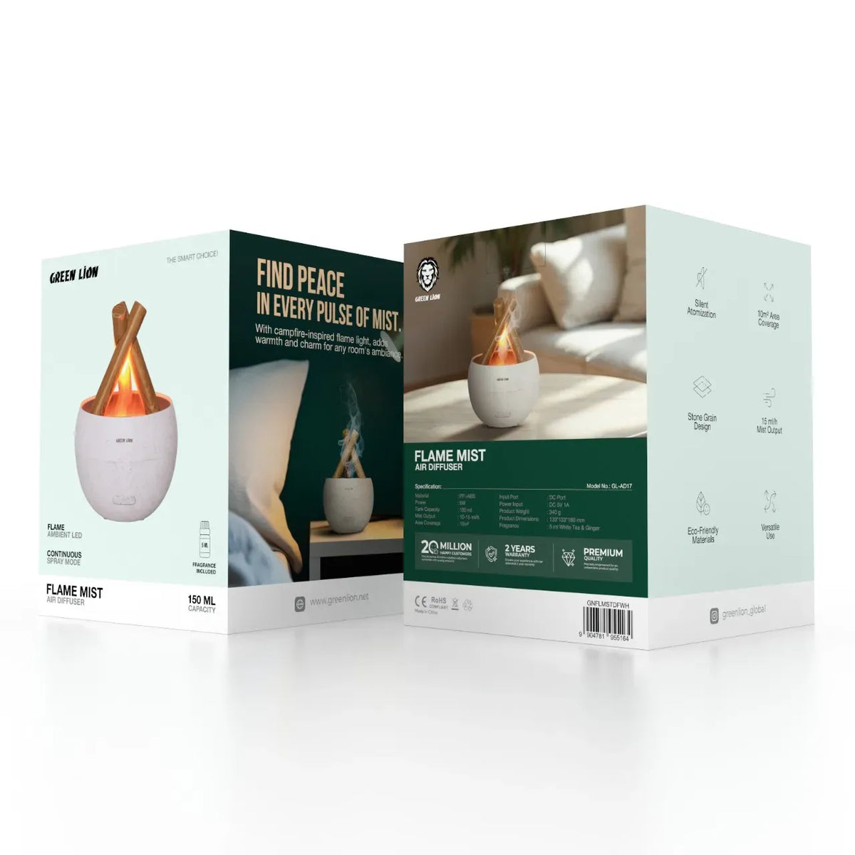 Green Lion Flame Mist Air Diffuser 150 ml - White – image 2