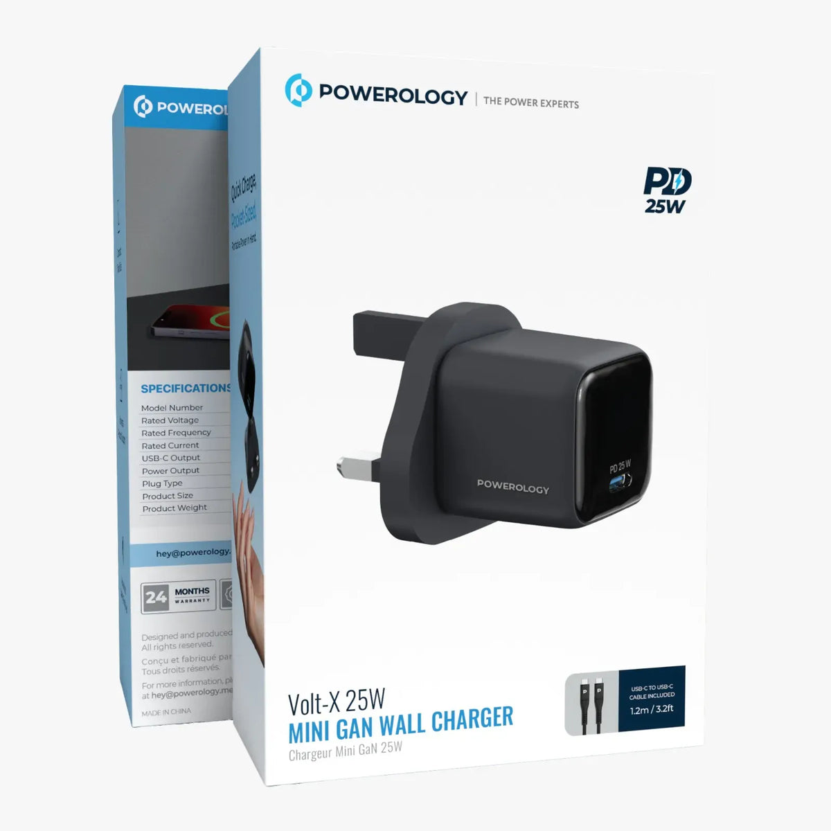 Powerology Volt-X 25 W Mini Gan Wall Charger Chargeur Mini Gan 25 W - Black – image 4