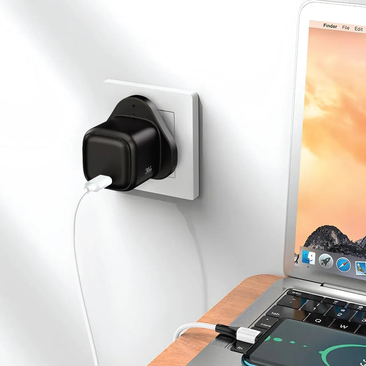Green Lion Nexio Single Port Wall Charger Uk Plug 30w Black – image 3