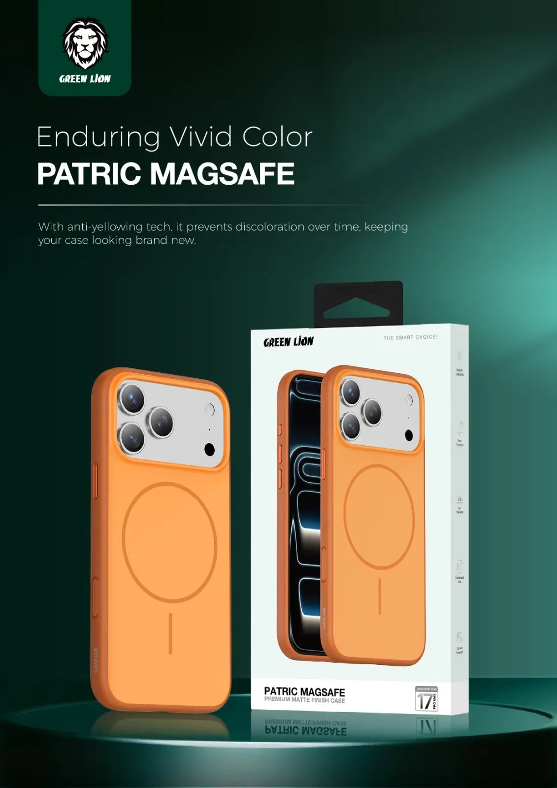 Green Lion Patric Mag Safe Premium Matte Finish Case - Orange – image 6
