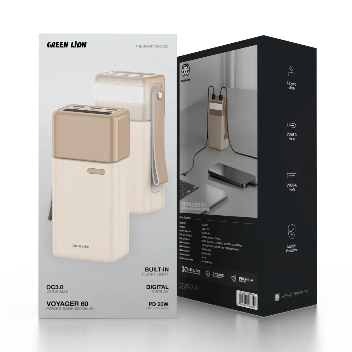 Green Lion Voyager 60 Power Bank 60000 m Ah PD 20 W - Beige – image 2