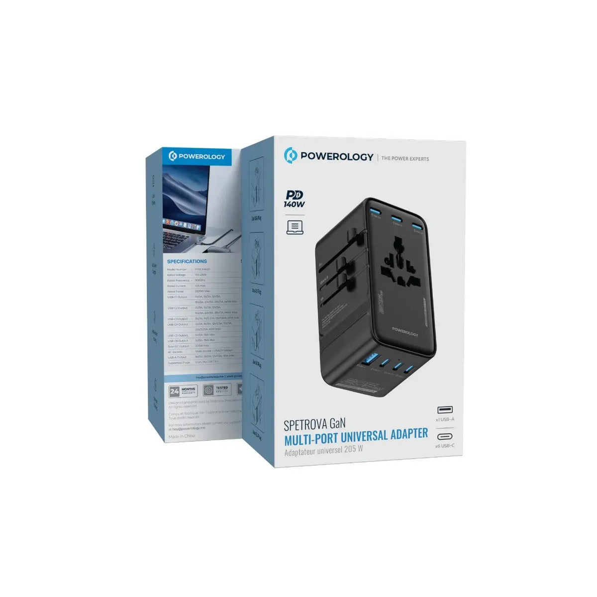 Powerology Spetrova Gan Multi Port Universal Adapter Black – image 4