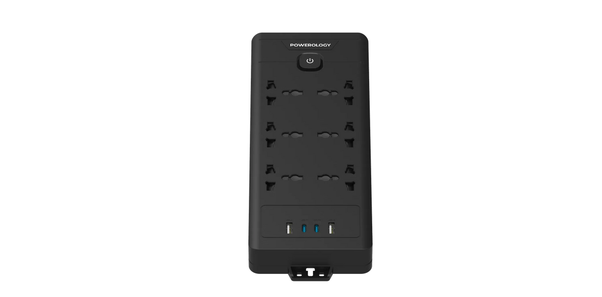 Powerology 6ac 2500w Power Strip Black – image 4