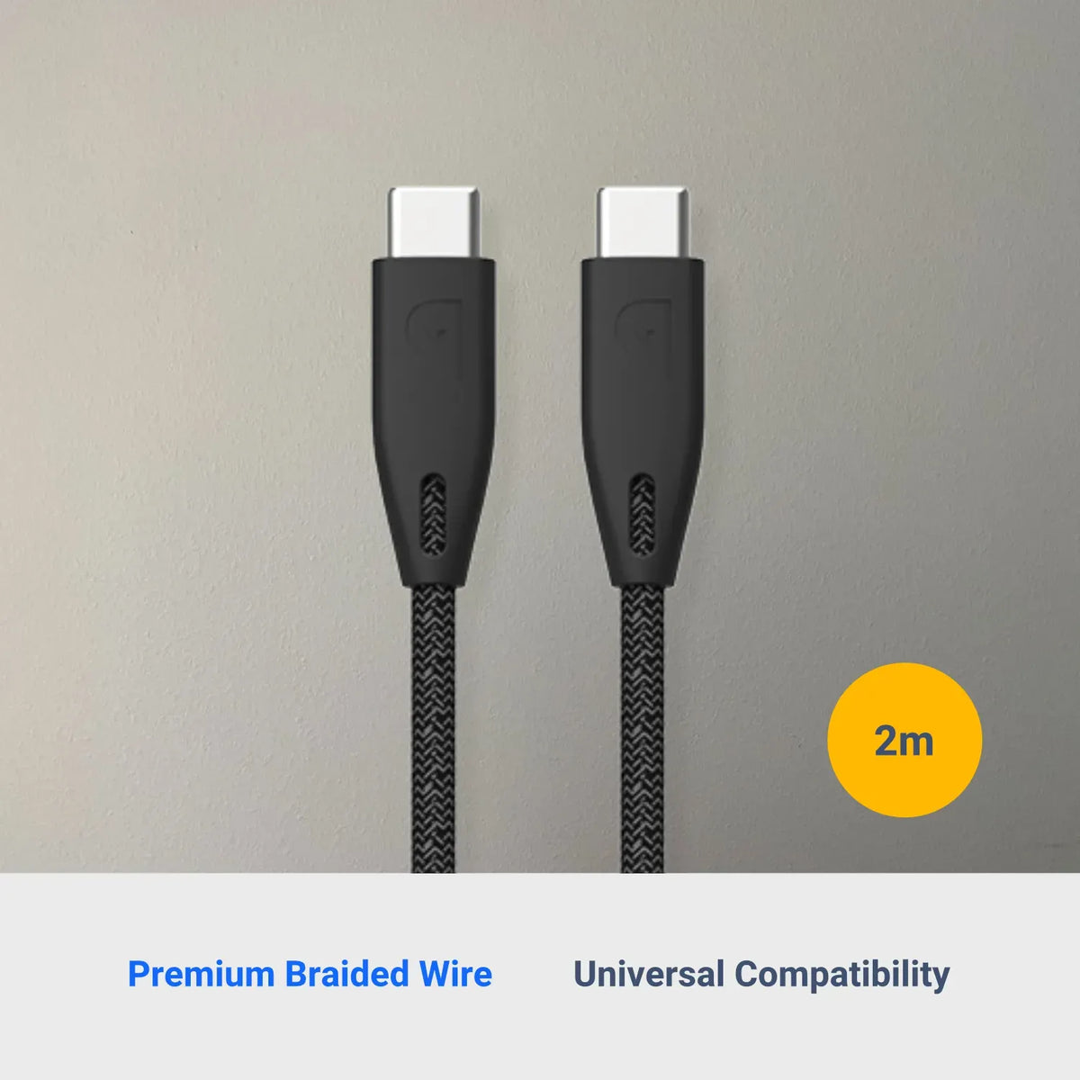 Powerology Braided USB-C to USB-C Cable (2 m/6.6 ft) - Black – image 9