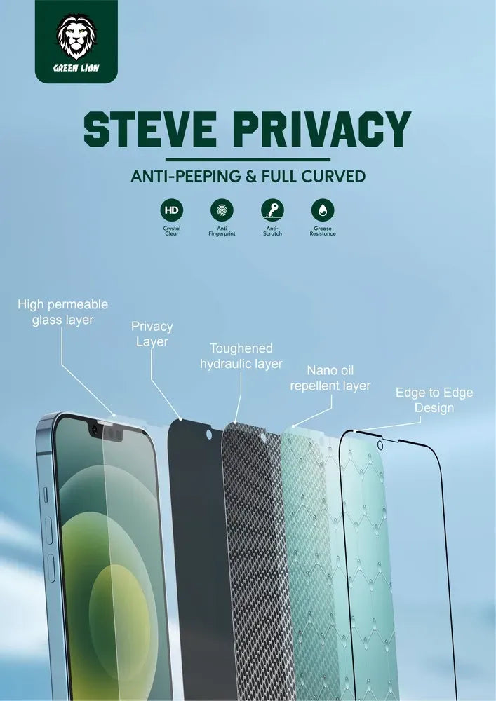 Green Lion 9h Steve Privacy Full Glass Screen Protector Iphone 11 Pro Max – image 11