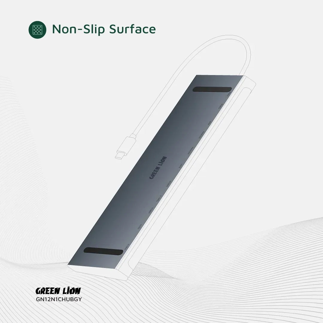 Green Lion 12 in 1 4k Hdmi Ethernet USB C Hub Gray – image 4