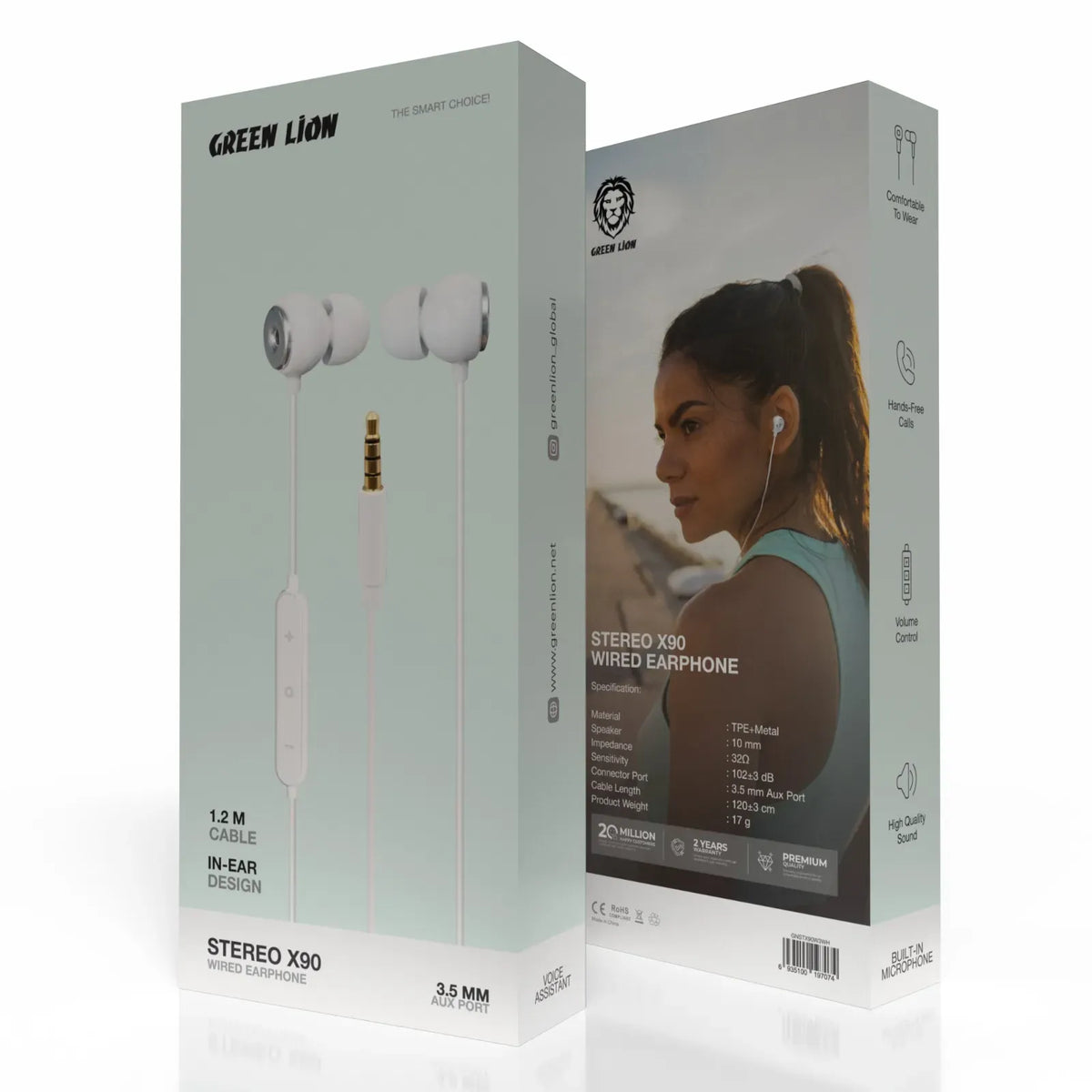 Green Lion Stereo X 903.5 mm Wired Earphone - White – image 2