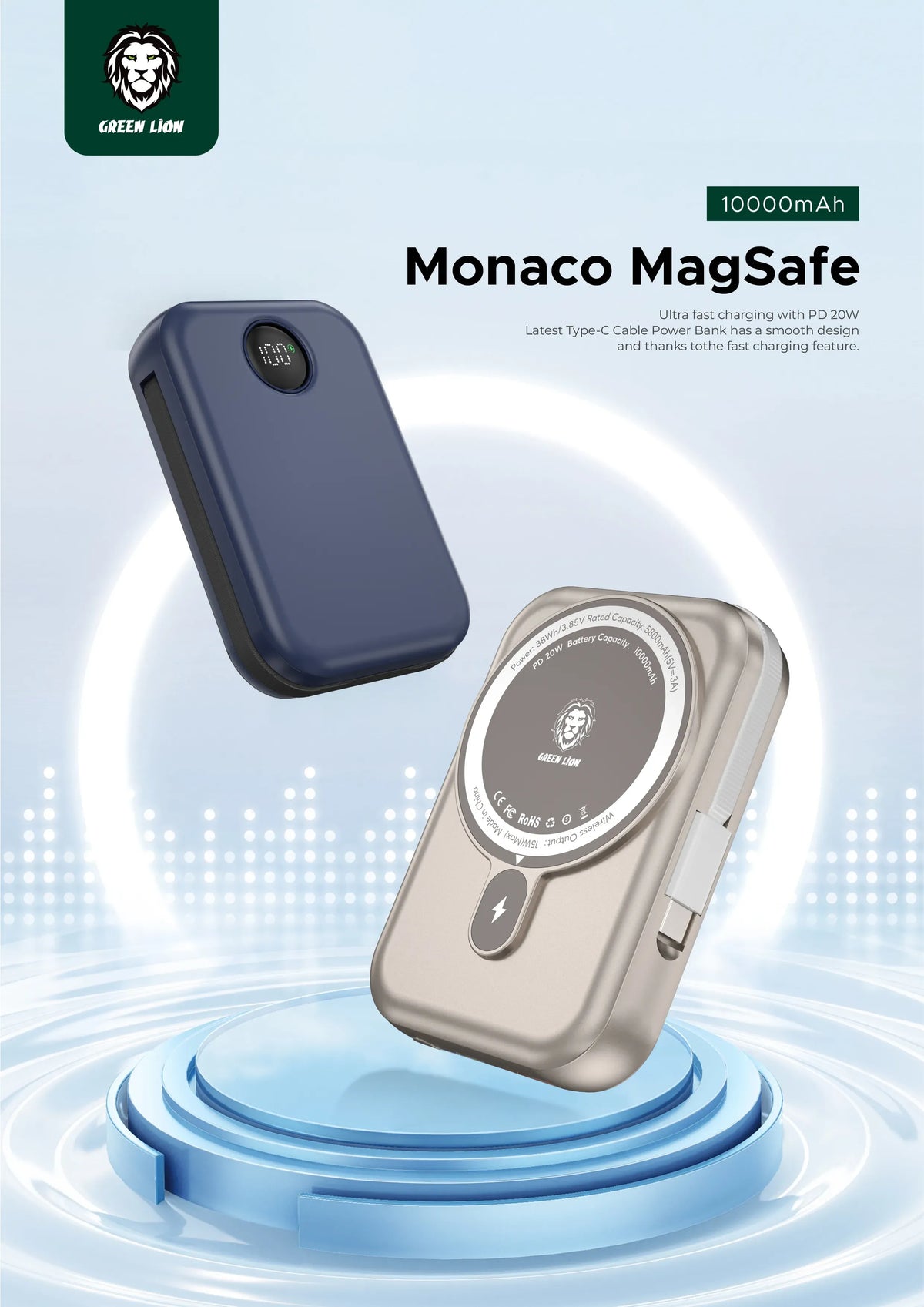Green Lion 20000 m Ah Monaco Mag Safe Power Bank - TitaniumGold – image 7