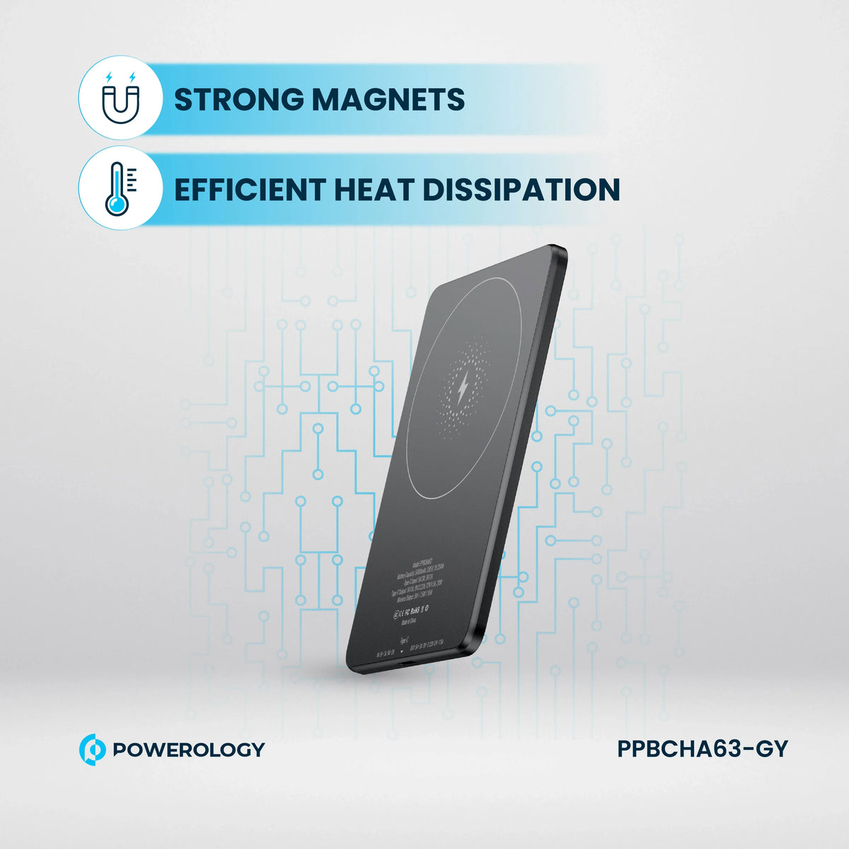 Powerology Ultra-Thin 5000 m Ah Mag Safe Power Bank - Grey – image 4