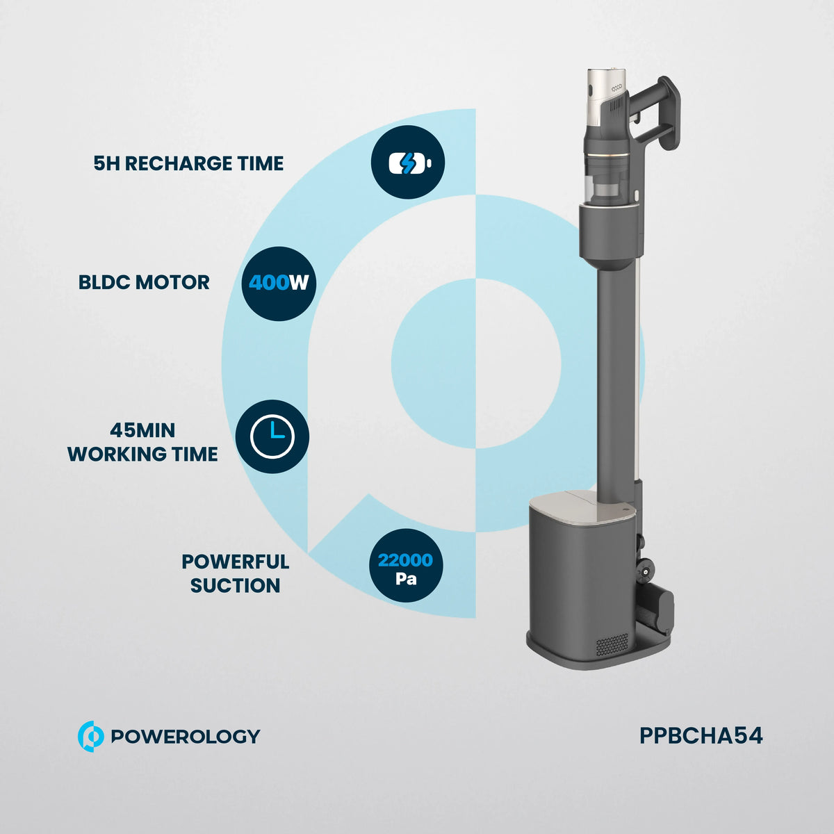 Powerology Cordless Vacuum Auto Disposal Charging Black – image 4