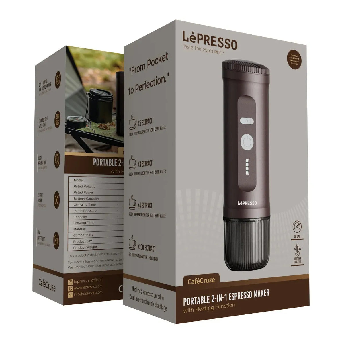 LePresso Portable 2-IN-1 Espresso Maker - Brown – image 2