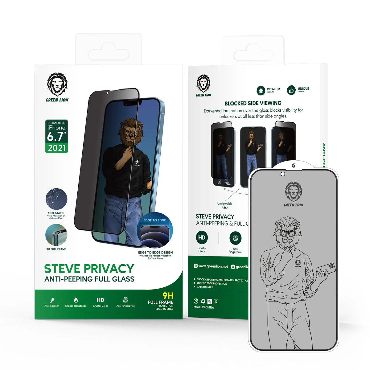 Green Lion 9h Steve Privacy Full Glass Screen Protector for Iphone 12 Pro Max – image 12