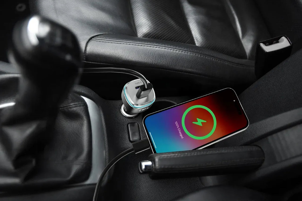 Powerology 75 W Dual-Port High-Power Car Charger - Black/Silv er – image 3