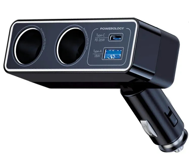 Powerology Brio 54w Multi Port Car Charger Black – image 2