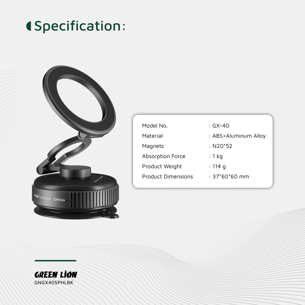 Green Lion Gx 40 MagSafe Suction Phone Holder Black – image 15