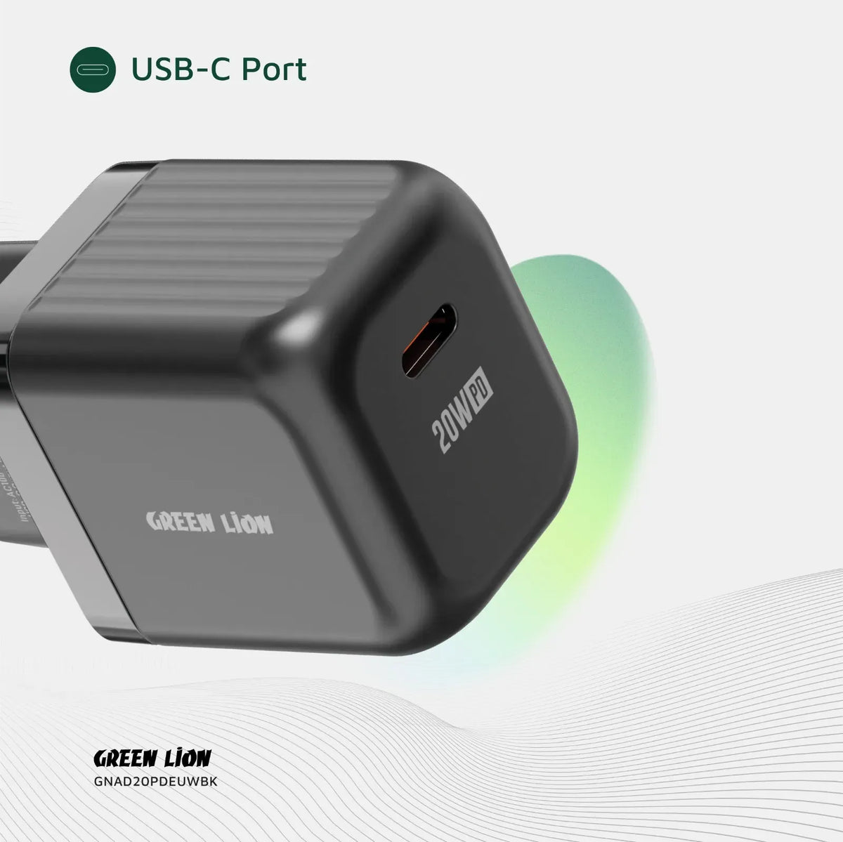 Green Lion Ultra Compact Ga NWall Charger EUPin USB-C PD 20 W - Black – image 6