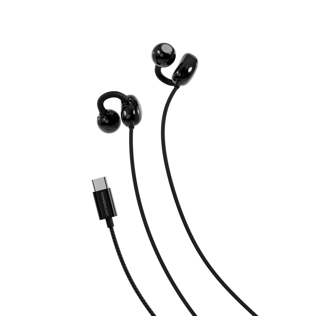Powerology Voro Earhook USB-C Wired Earphones - Black – image 2