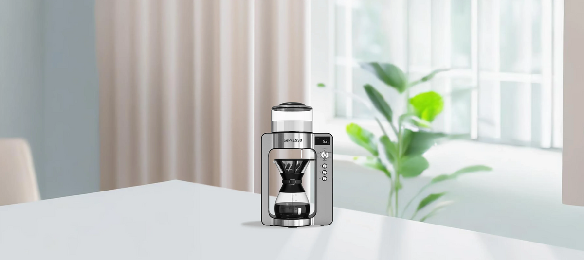 LePresso Artisan Brew Automatic Pour Over Brewing with Rotating Drip Customized Settings Silver – image 1