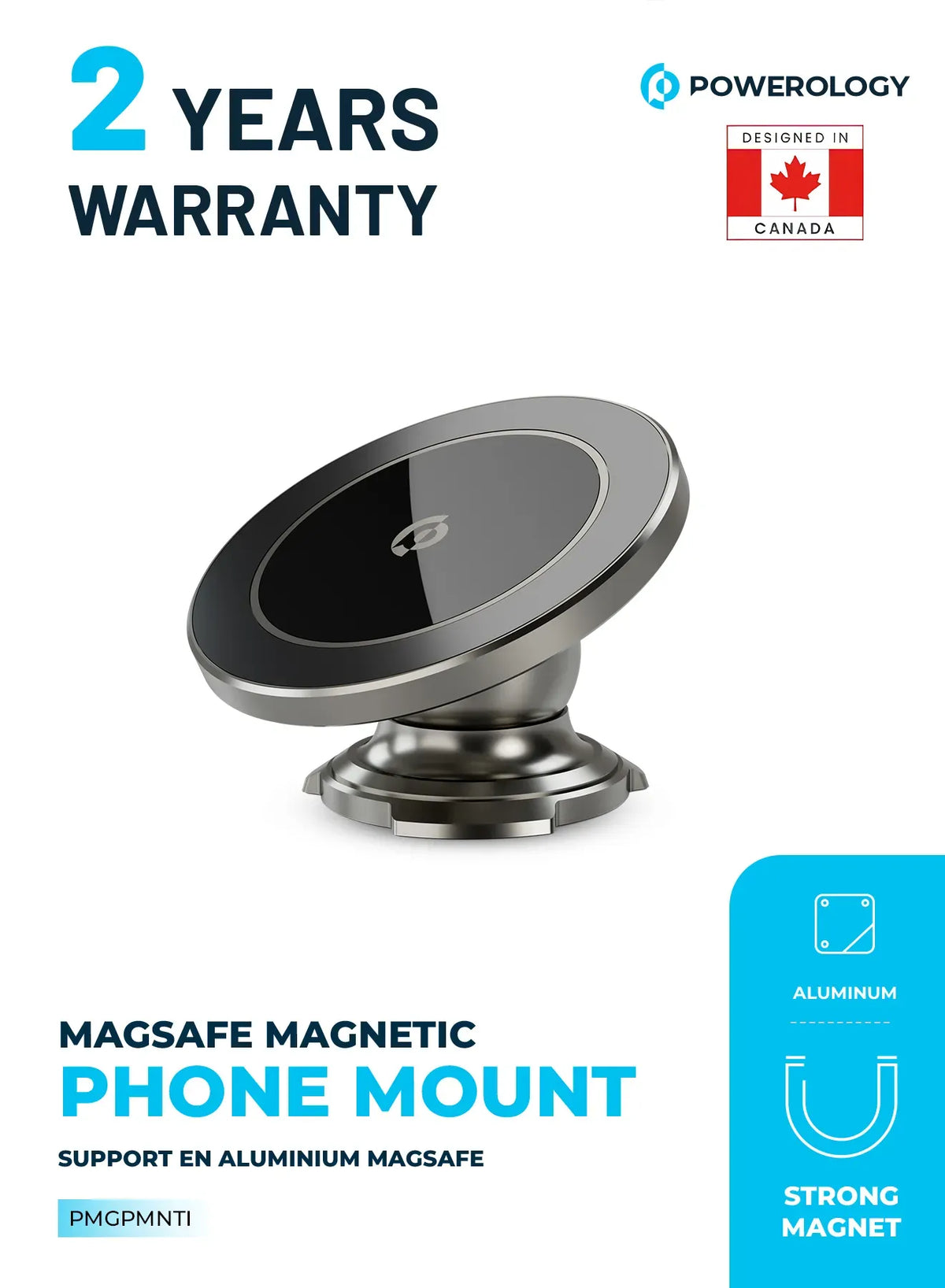 Powerology MagSafe Magnetic Phone Mount Titanium – image 3