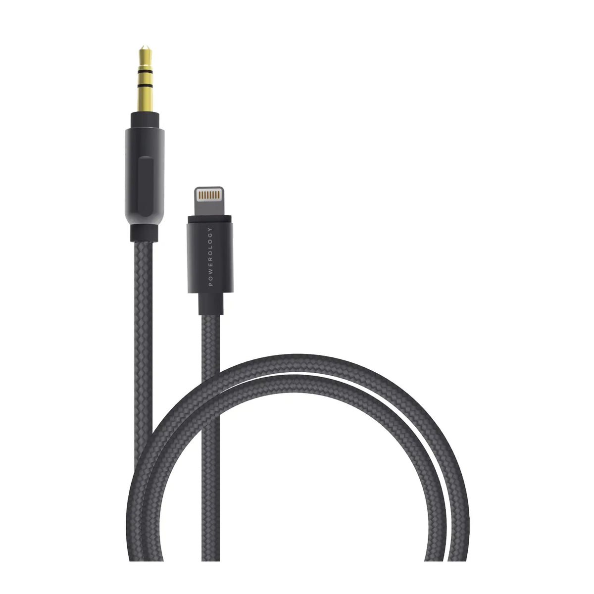 Powerology Aluminum Braided Audio Cable Lightning to 3.5 mm AUX(1.2 m/4 ft) - Black – image 3